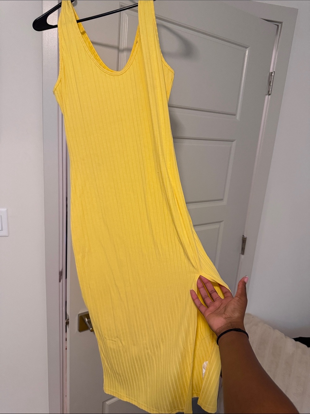 Yellow Ribbed Tank Dress - Classic Women’s Sundress